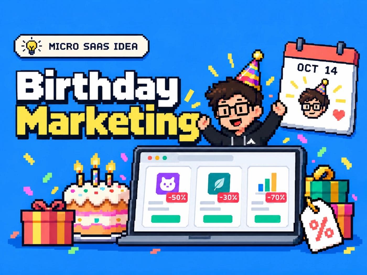 A Directory of Founder Birthday Deals, the illustration from the newsletter issue